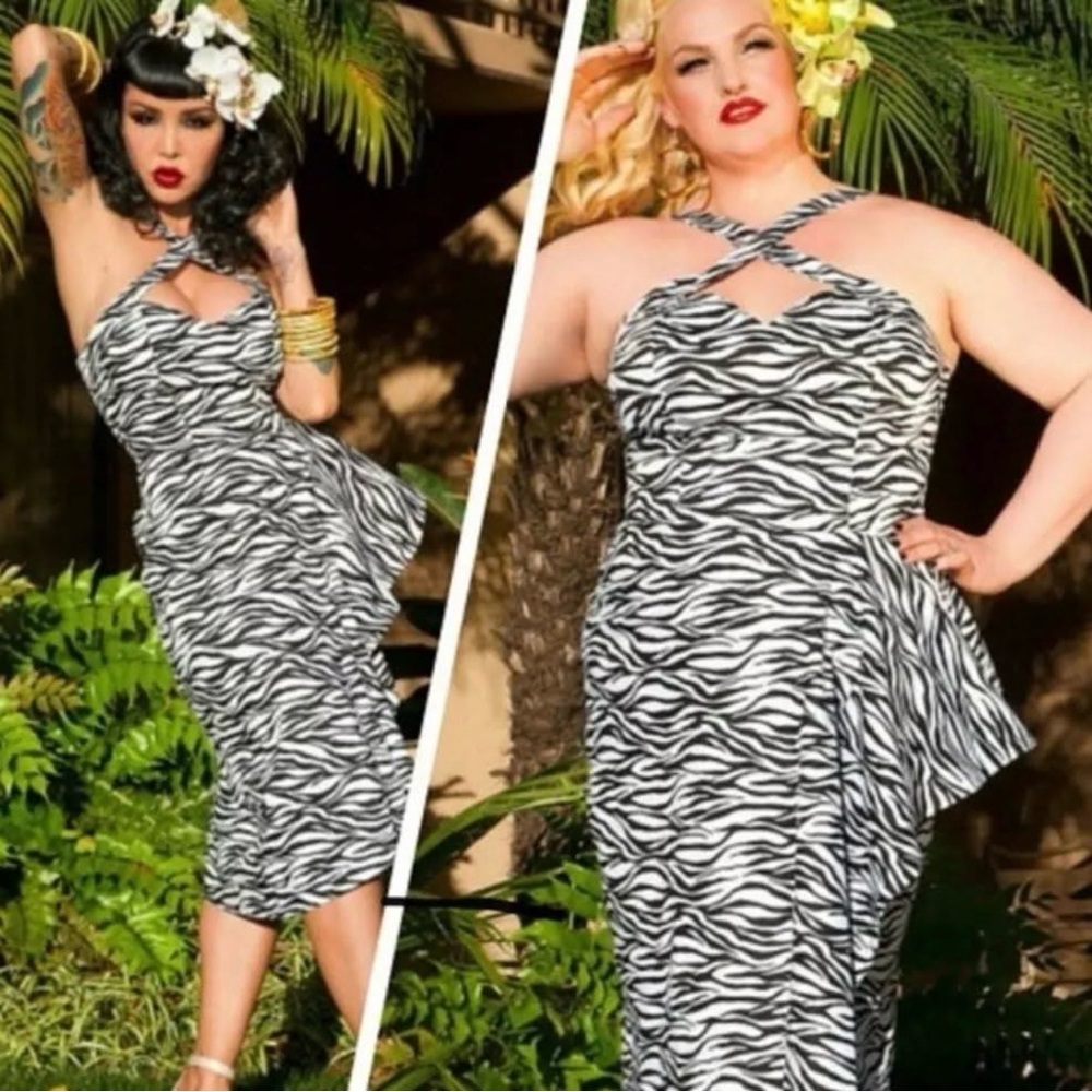 Deadly Dames Zebra Pinup Wiggle Dress XL